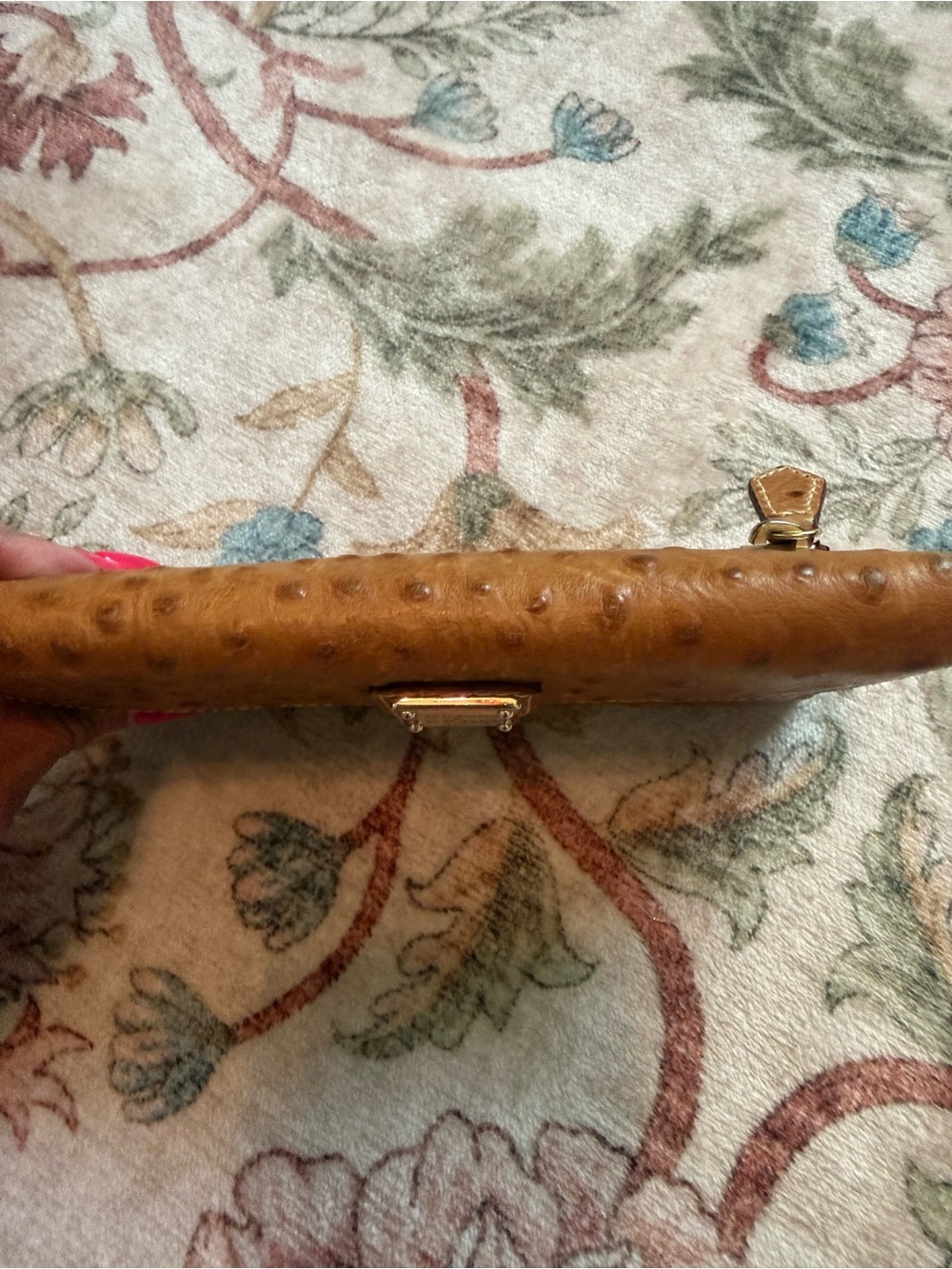 Dooney & Bourke Cognac Ostrich-Embossed Leather Wallet - Picture 8 of 11